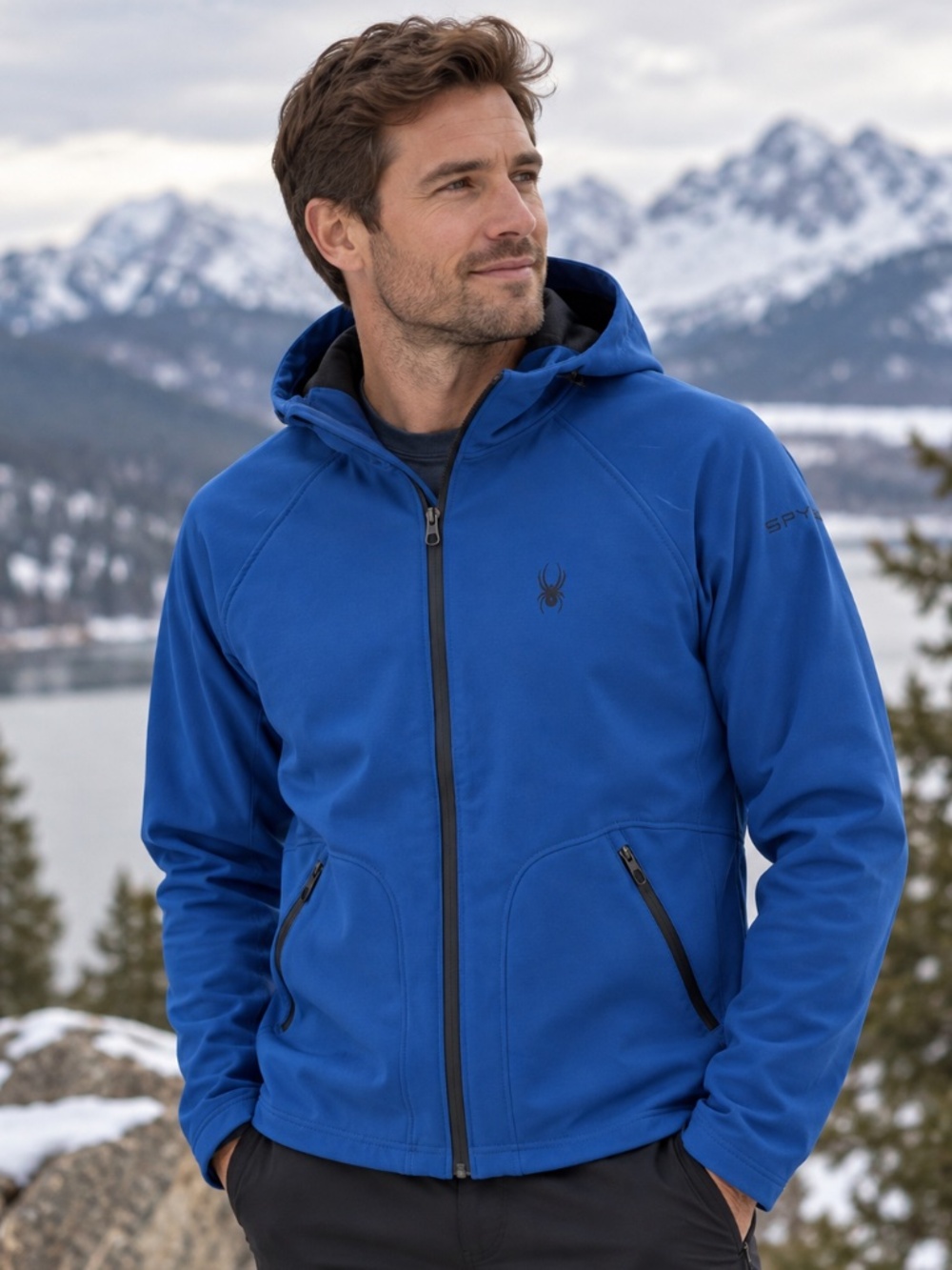 Spyder HydroWeb ProWeb ThermoWeb Hooded Softshell Jacket Men's M Blue NWT